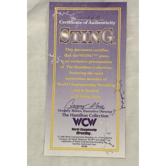 Sting - WCW Limited Edition Collectors Plate  1999 With COA - Picture 3 of 5